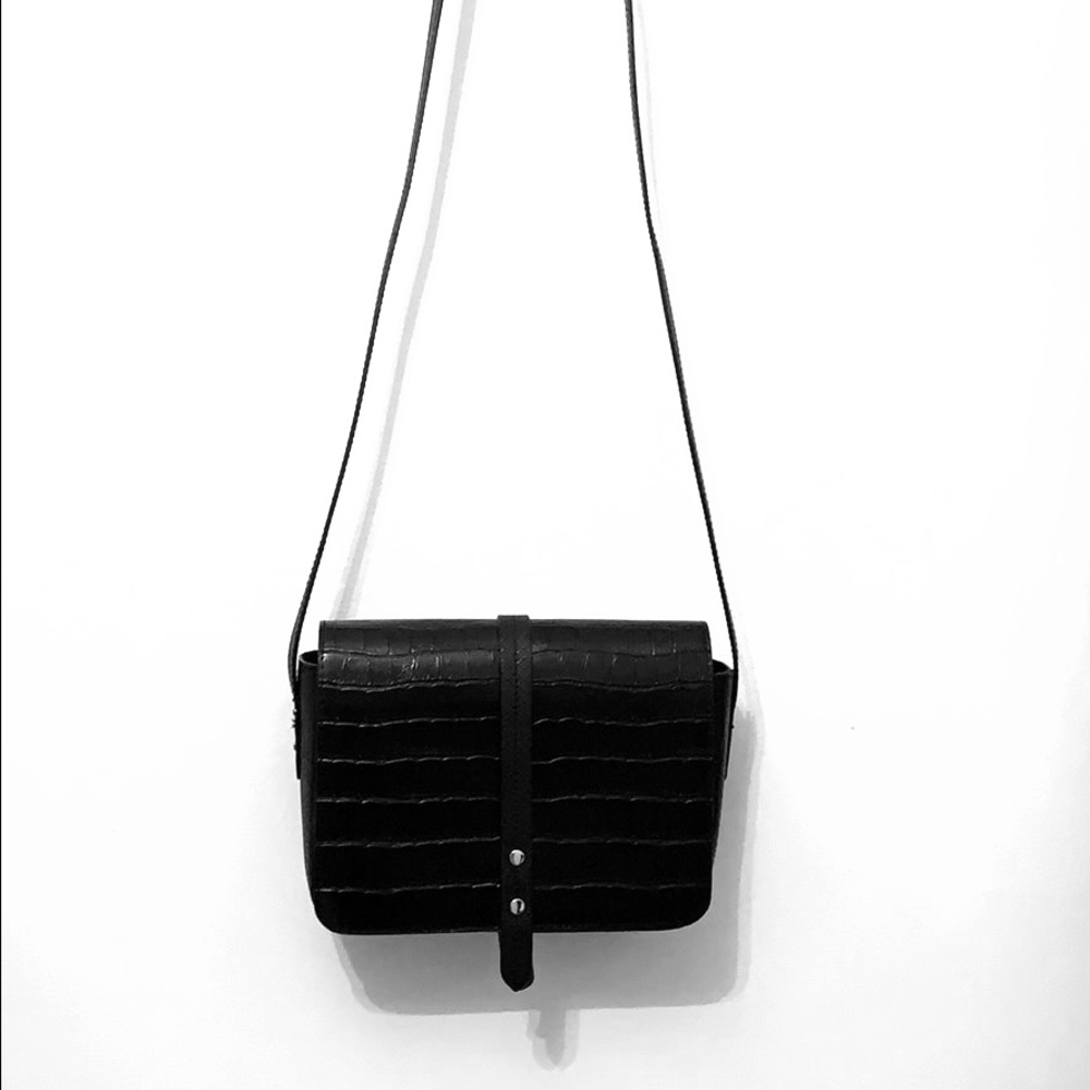 Black Embossed Print Crossbody Bag by Express